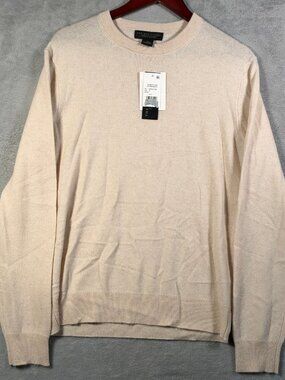 Mens Store Bloomingdales Sweater Mens M Beige 100 Cashmere 2 Ply Crewneck $220